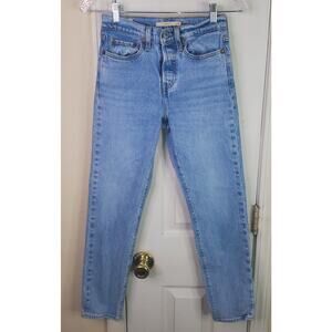 Levi’s PREMIUM Wedgie Straight Button Fly BIG E Blue Jeans Size 24 Stretch